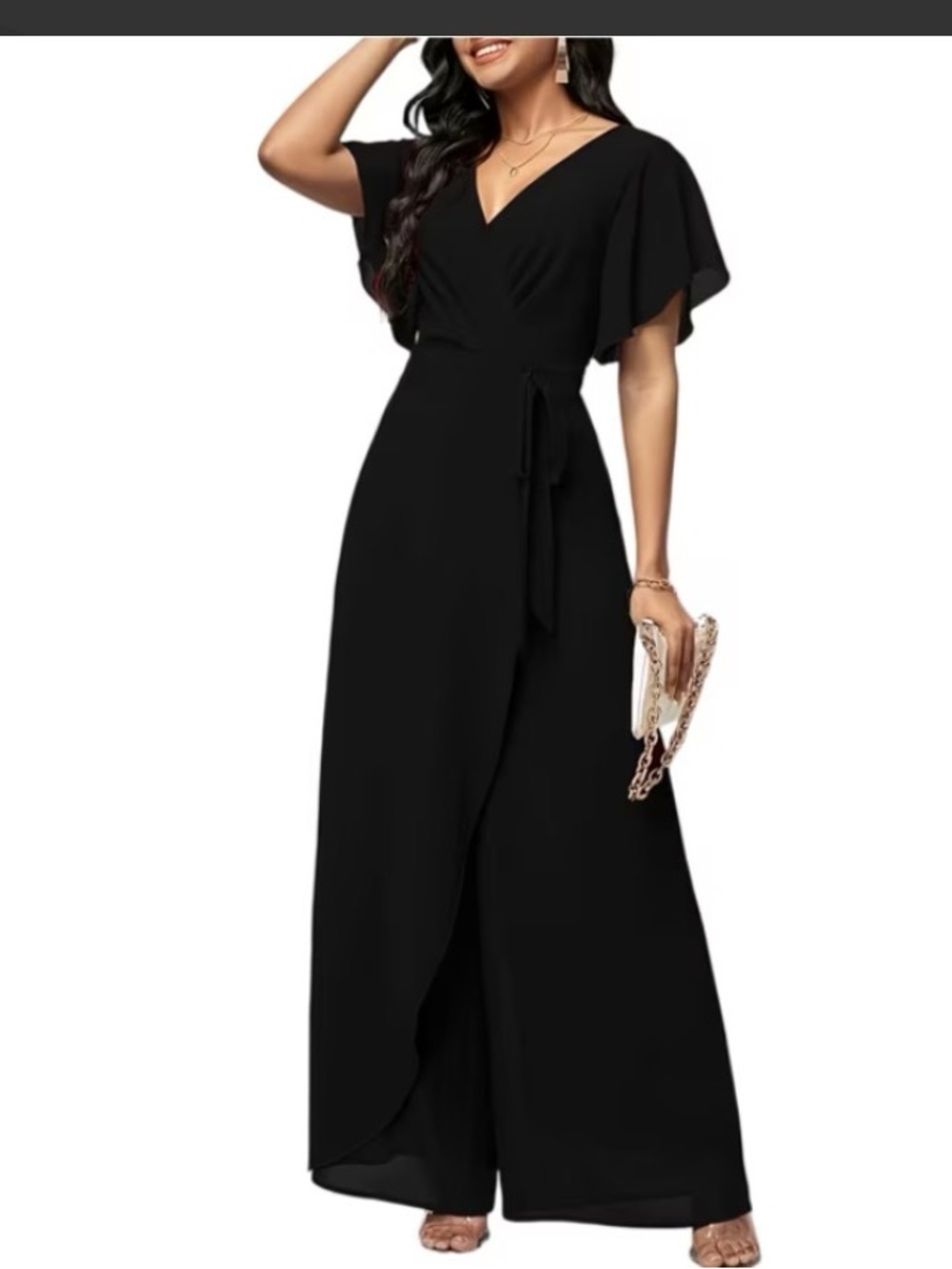 City chic Brealynm Jumpsuit With Flutter Sleeves(Look at measurements)